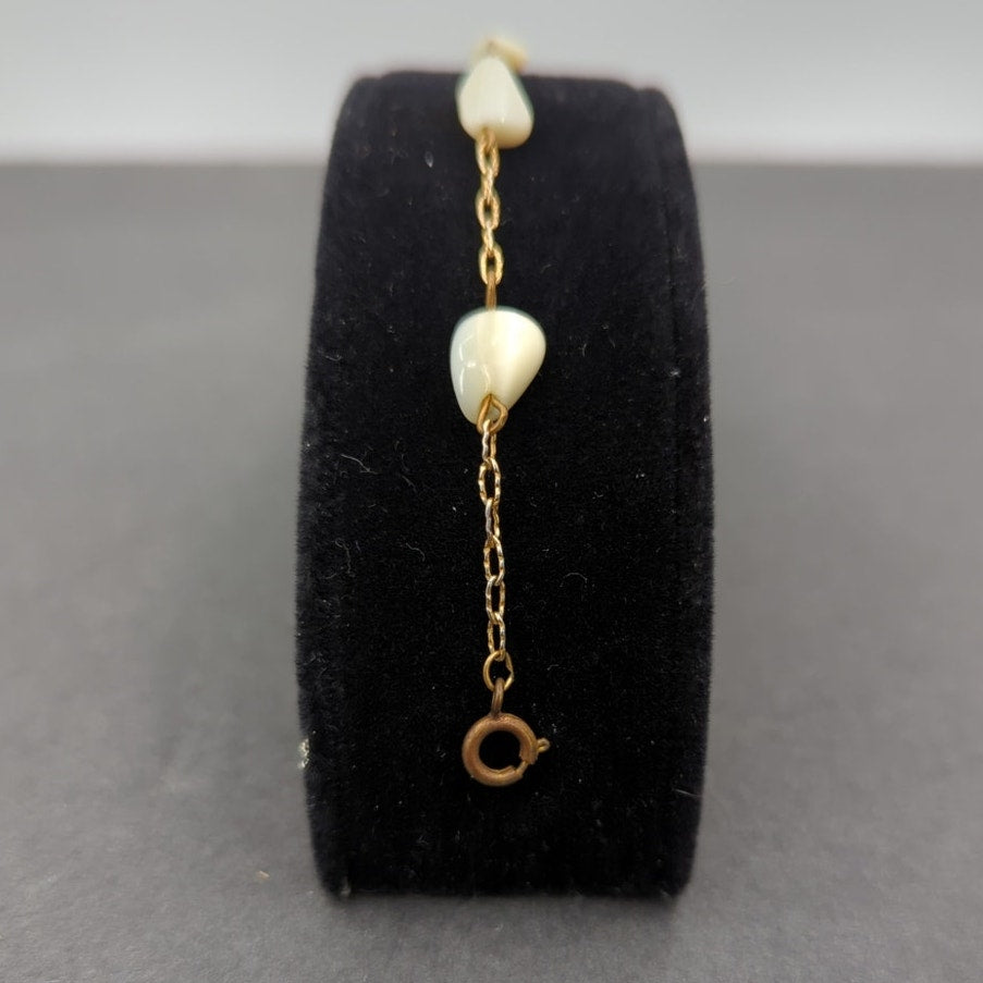 Vintage Coquette Dainty Gold Tone Mother of Pearl Shell Bracelet Dainty Bridal