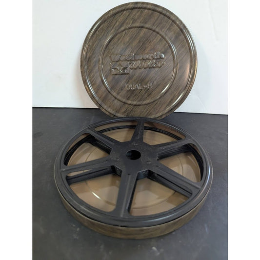 Vintage Woolworth feel reel with cover. MOVIE PROP metal decor movie room