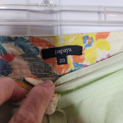 Papaya Size 20 womens linen Lime green clothes capri pants culottes