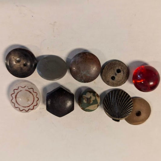 Lot of Vintage/ Antique buttons Ten 10 Estate Find Collector LOT E