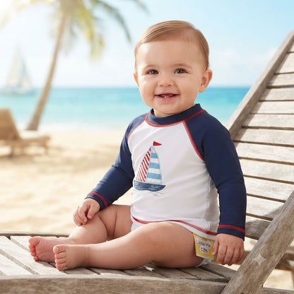 Little Me Baby Boys Sailboat Rashguard Swim Top Size 12 Months NWT