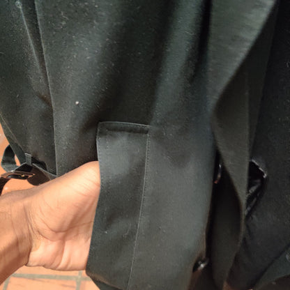 Bradley Jons for Cruner & Co. Black Double-Breasted Trench Coat Mens 48 XL
