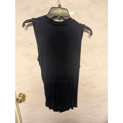 NEW Loveappella Faux Wrap draped sleeveless blue blouse top casual Size Medium