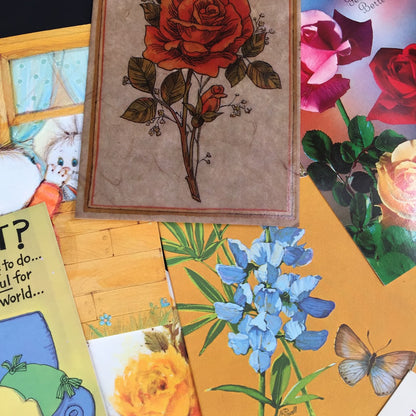 Vintage greeting Cards ephemera Used 1970's GREAT cursive Graphics Scrapbooking
