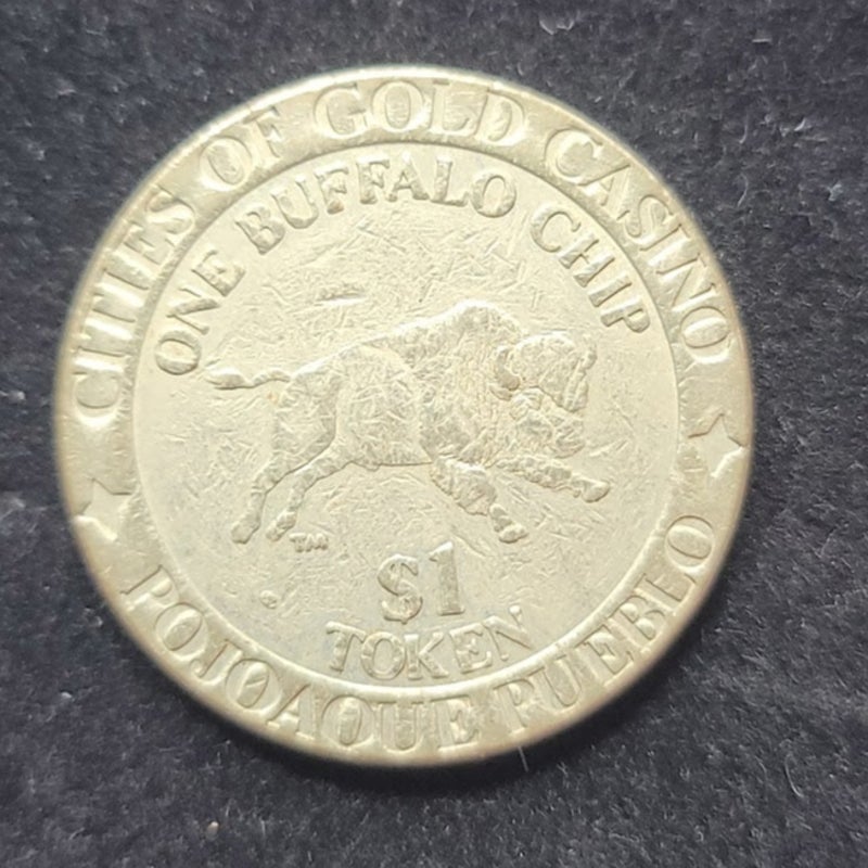 Vintage Cities of Gold Casino $1 Buffalo Chip Token Pojoaque Pueblo New Mexico