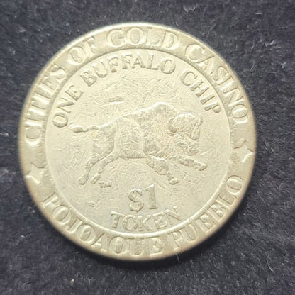 Vintage Cities of Gold Casino $1 Buffalo Chip Token Pojoaque Pueblo New Mexico