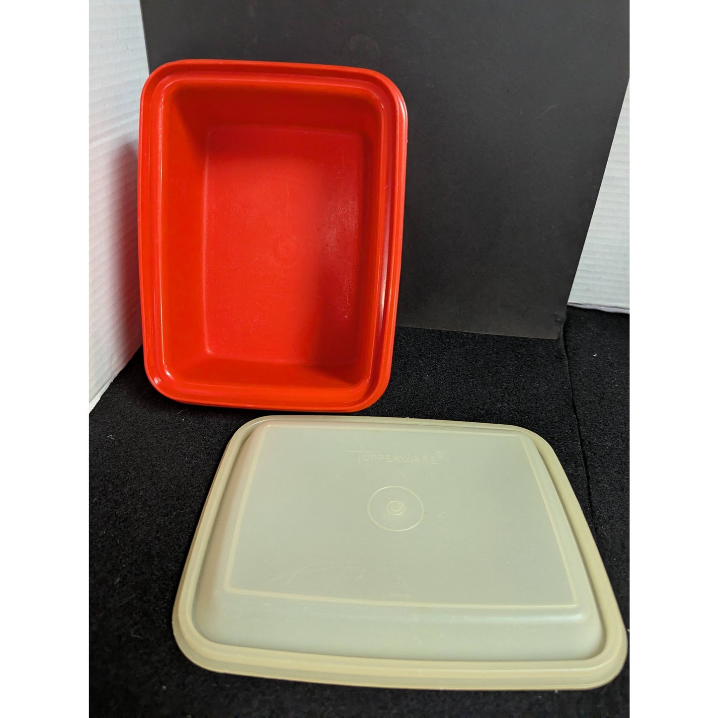Vintage Tupperware Servalier Orange Loaf Pan Container with Sheer Lid