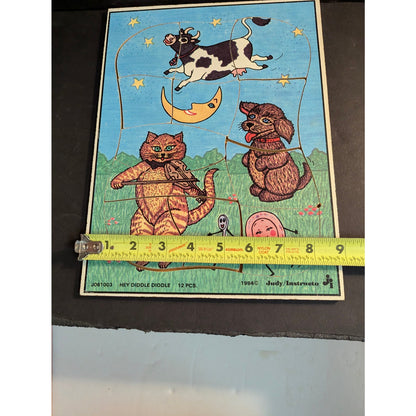 Vintage 1984 Judy Instructo Hey Diddle Diddle Wooden Inlay Tray Puzzle 101018