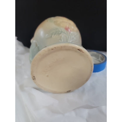 HULL POTTERY PINK AND BLUE 8-1/2 " VASE MAGNOLIA PATTERN # 2