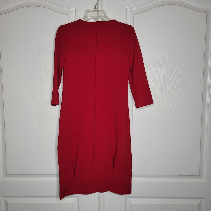 Tabula Rasa Italy NEW Red Black detail Dress Size 40 Eu US 8 Long SleeveCareer