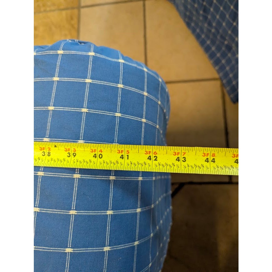 SECONDHAND SANDIES: Overstuffed skirted Armchair and Matching Ottoman Blue white Plaid