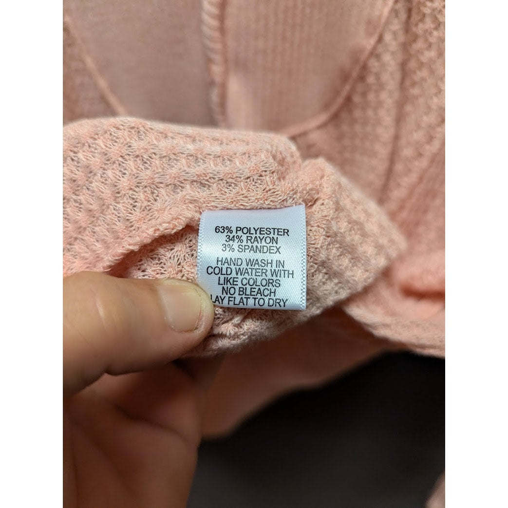 gibsonlook Size Small thermal waffle knit long sleeve Pink Blouse Top shirt NEW
