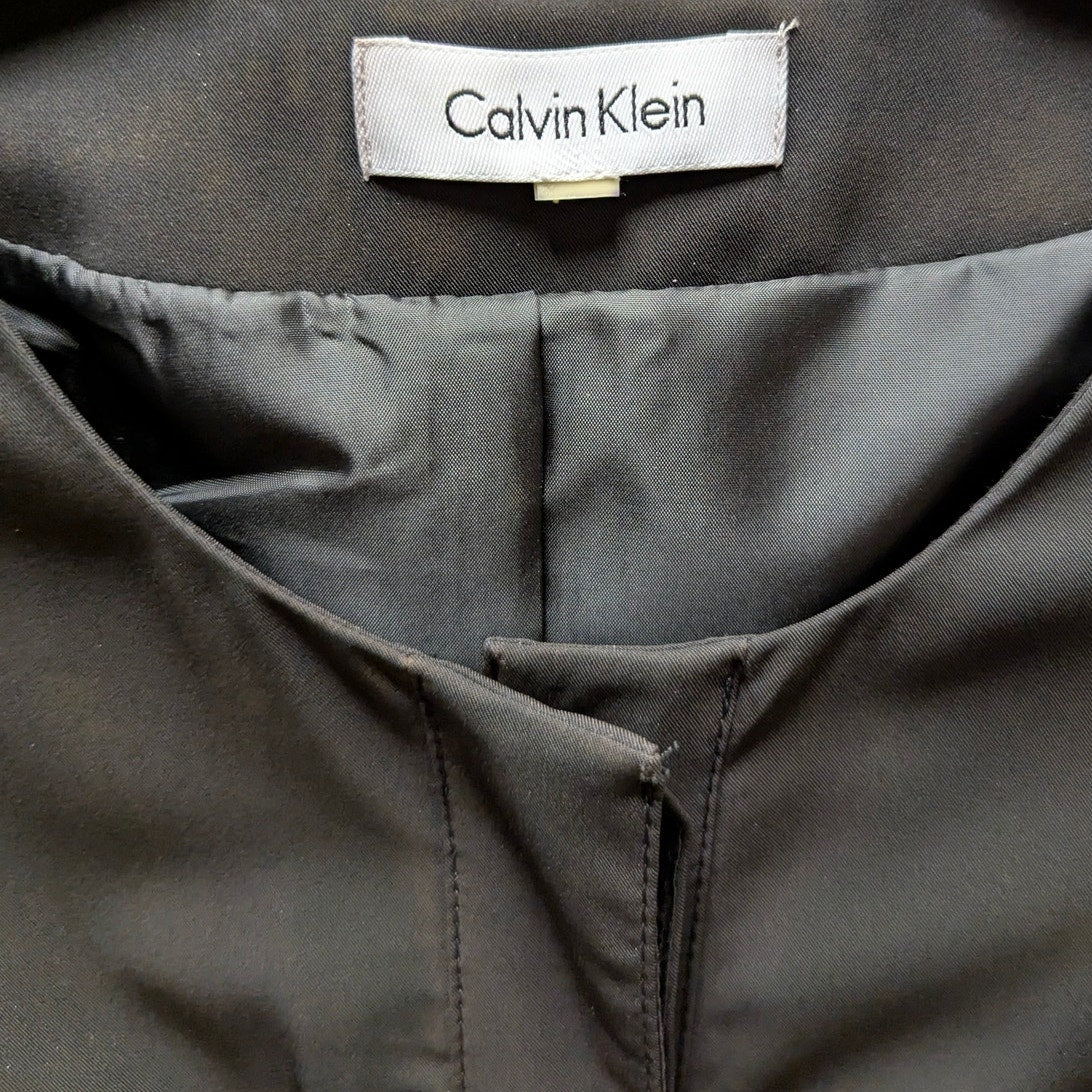 Calvin Klein Black Short Sleeve Trench Style Belted Midi Dress Small Vintage Y2K