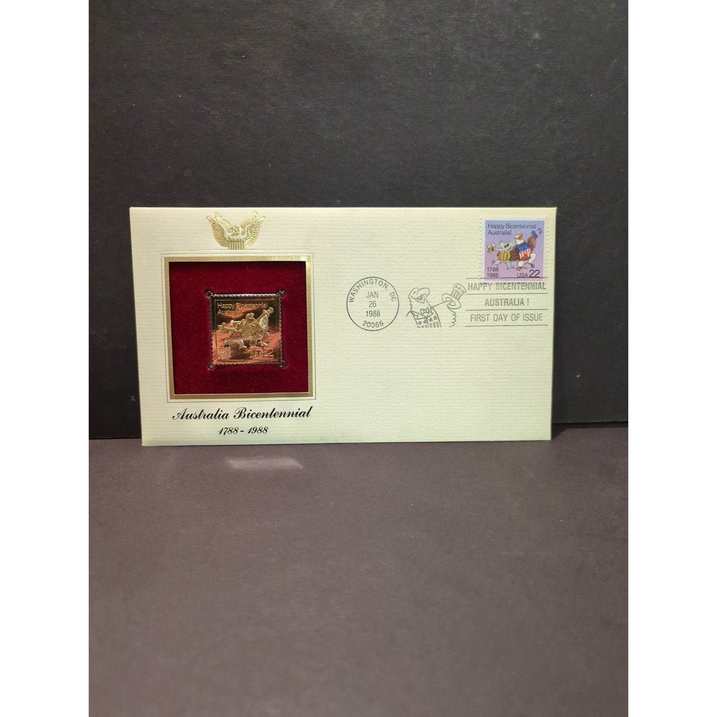 Golden Replicas of United States Stamps Collectible 22kt Gold 1988 AUSTRALIA