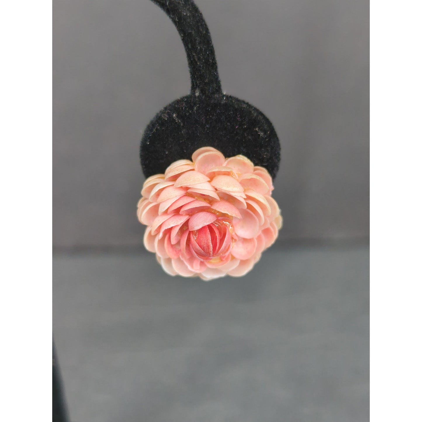 Vintage 50s Glam Pink Resin Rose Flower Stud Pierced Earrings Mid Century Modern
