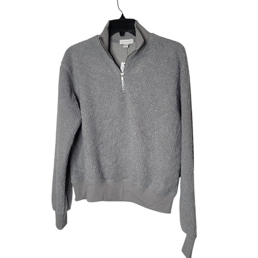 NEW TOPSHOP Gray 1/4 Zip boucle Sweatshirt Pullover Size 6 ribbed Loungewear