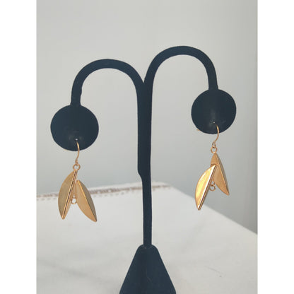 Area Stars 14K Gold Plated Brass Leaf Dangle Earrings Elegant Minimalist