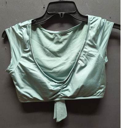 Gianni Bini vintage Green Ruched Workout Crop Top Activewear Short Sleeve