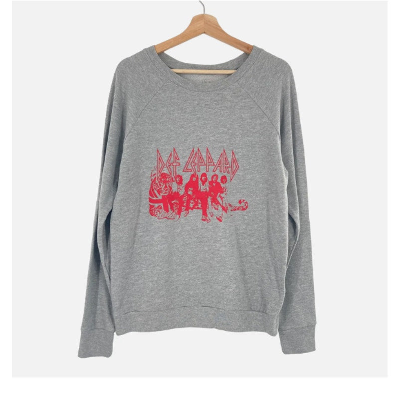 NEW Treasure & Bond Def Leppard Graphic Band Sweatshirt Crew MEDIUM Gray