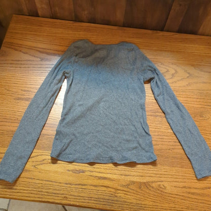 Harper Canyon Girls Gray Long Sleeve Henley Thermal Top XL 14-16 Coquette Y2K