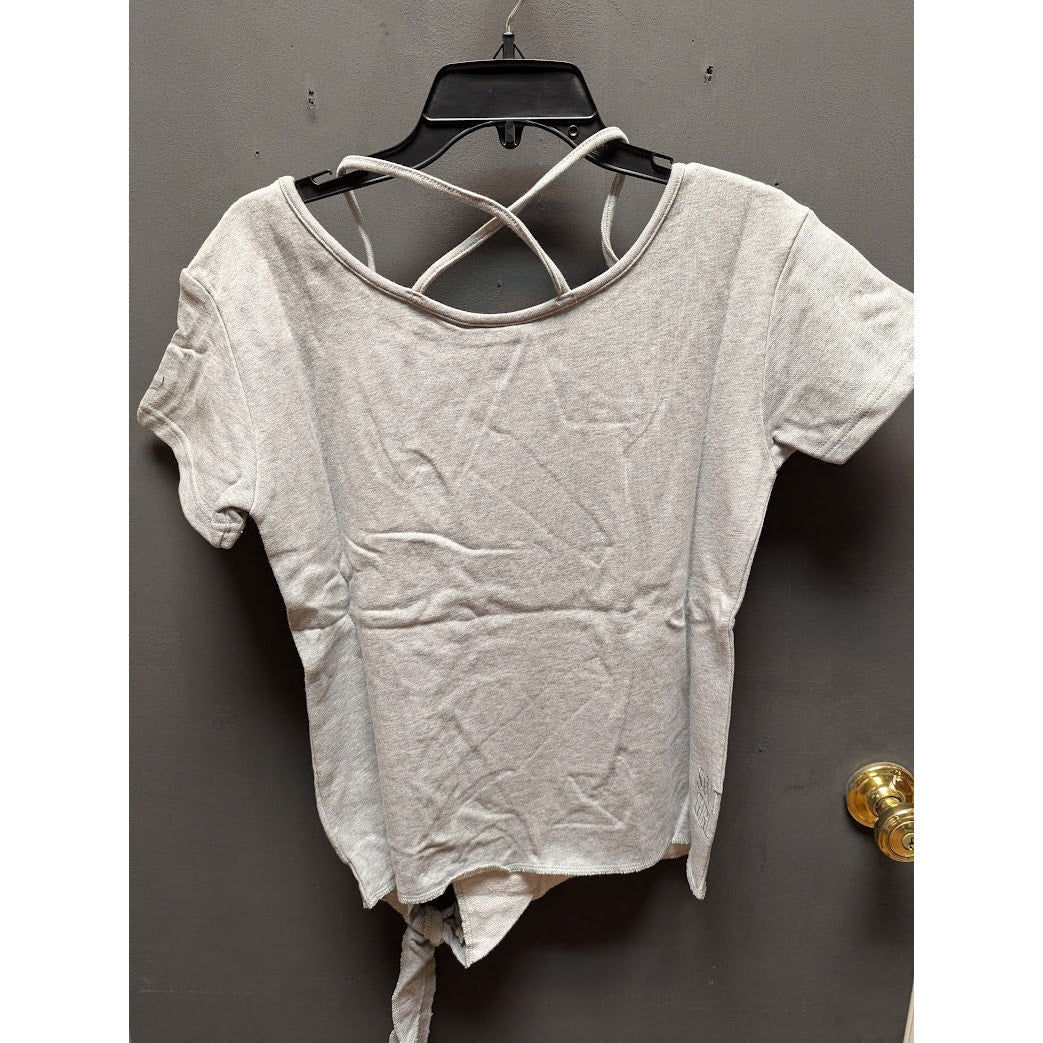 SOUTHERN GIRL PREP light marled gray sweatshirt short sleeve tie front crassback