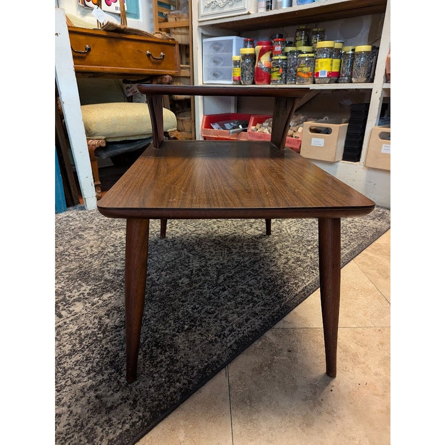 SECONDHAND SANDIES: Vintage end side table tapered legs laminate top two tier
