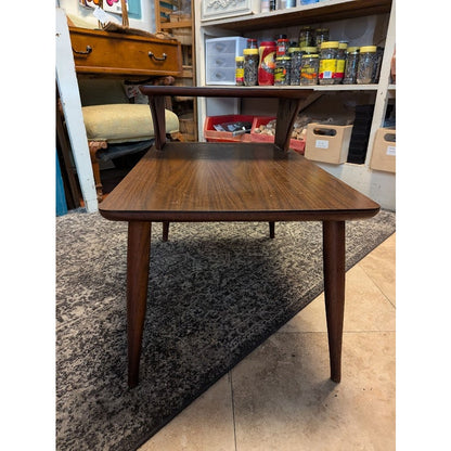 SECONDHAND SANDIES: Vintage end side table tapered legs laminate top two tier