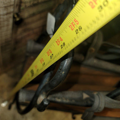 vintage black Wrought iron fireplace log holder suede leather carrier log tote