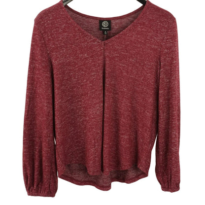 Bobeau Marled Babydoll V-Neck Pullover Top Size LARGE in Windsor Wine NWT