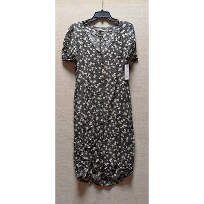 Amuse Society Womens Midi Woven Button Down Front Floral Dress, Black Size Small