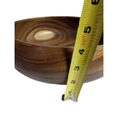 Acacia Large 11" Wood Round Bowl Centerpiece Serving MCM Gorgeous two tone Grain