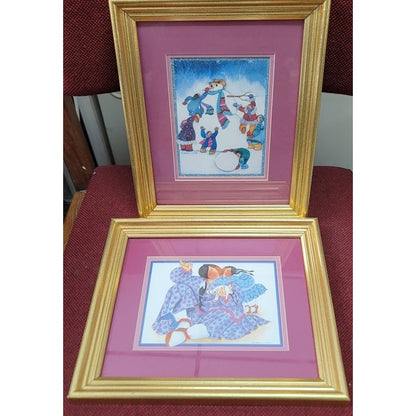 Vintage Barbara Lavallee Alaskan Art Prints Lot of 2 Framed Matted 1990