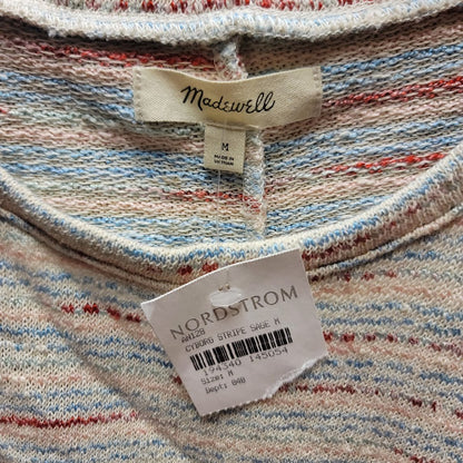 Madewell Size Medium Cyborg Stripe Sage Short Sleeve Top Blouse Cotton Summer