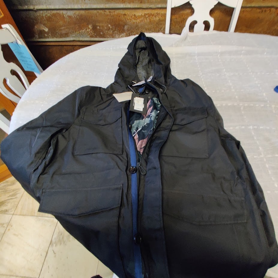Ted Baker LondonLARGE Mens bLACK Hooded Waterproof Field Jacket Pockets Size 5