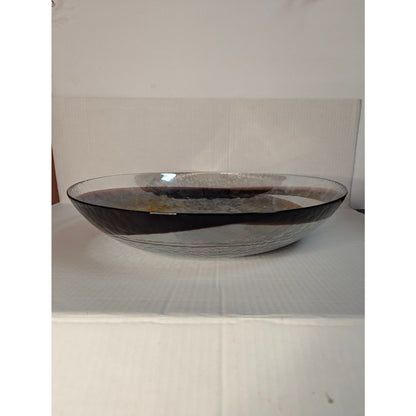 Vintage Ferro Murano Glass Filigrana Swirl Centerpiece Bowl 16" Modern Italian