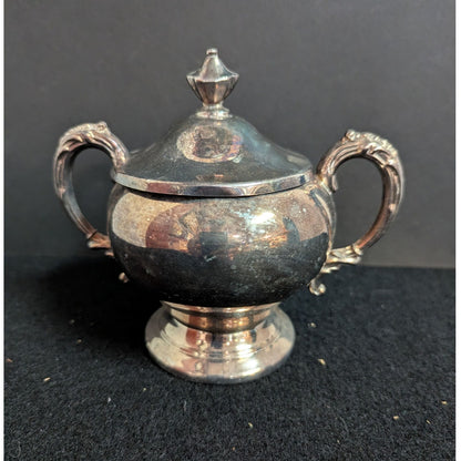 Vintage Antique Silver on Copper Lidded Sugar Bowl Condiment Pot