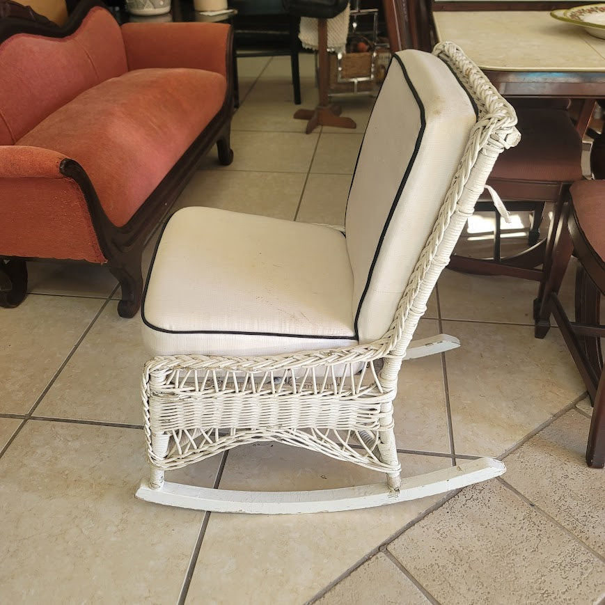 SECONDHAND SANDIES: Antique White Wicker Rocker