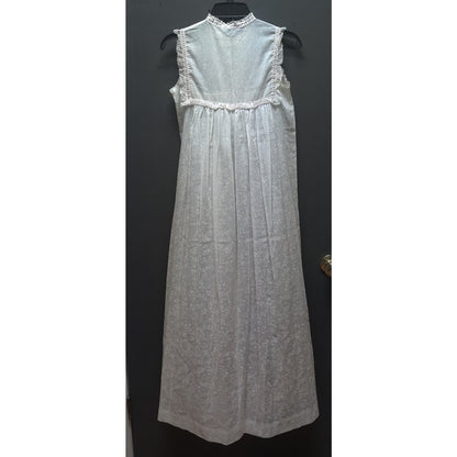 Vintage Christian Dior Blue Cotton Blend Eyelet Nightgown Small Luxury Boudoir