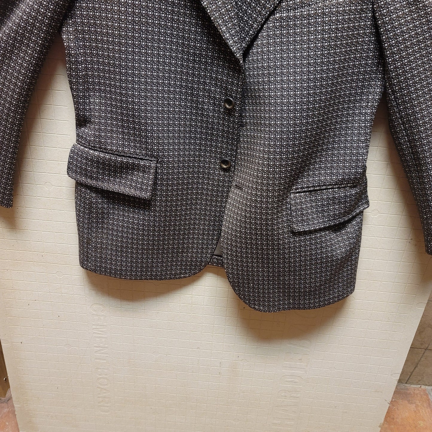 La Mar Mens polyester vintage jacket blazer coat brown blue 1970s Large 2 button
