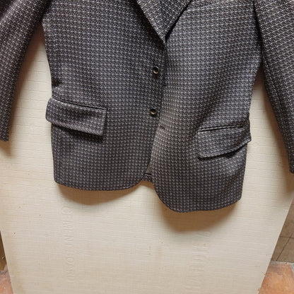 La Mar Mens polyester vintage jacket blazer coat brown blue 1970s Large 2 button
