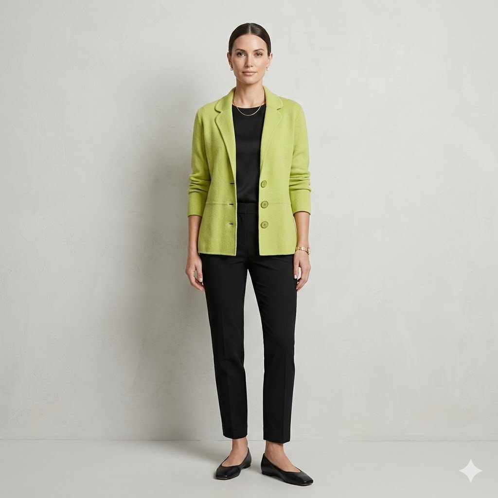 Jones New York Signature Lime Green Knit Cardigan Jacket Size Medium peplum