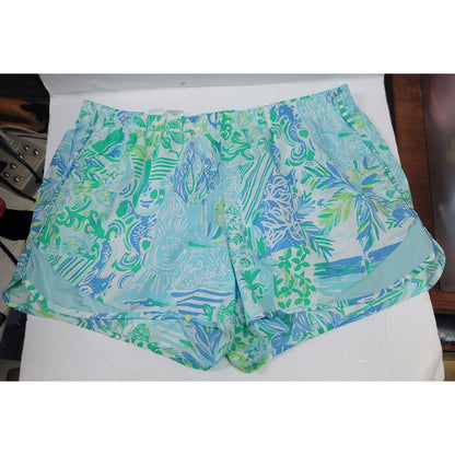 Lilly Pulitzer LUXLETIC Large shorts Jogging Athletic blue green running