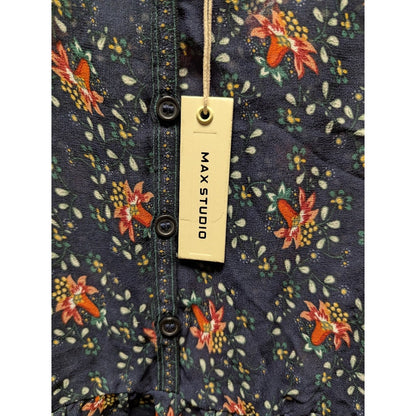 Max Studio Floral Long Sleeve Babydoll Blouse Size Large NEW