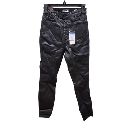 Wrangler Pants black ankle stretch faux leather 25" Waist deep dye $118