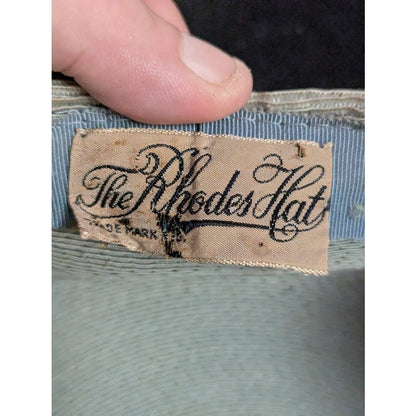 Vintage 40s 50s The Rhodes Hat Pale Blue Grey Pillbox Birdcage Veil Bow