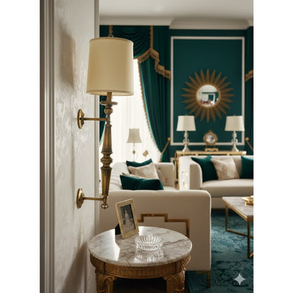 30" Hollywood Regency Pillar Column Double wall mount light fixture Brass Lamp