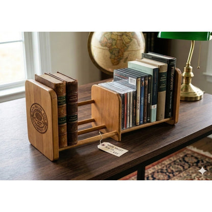 Napa Valley Box Co Wood Adjustable Book CD DVD Holder Rack 19"