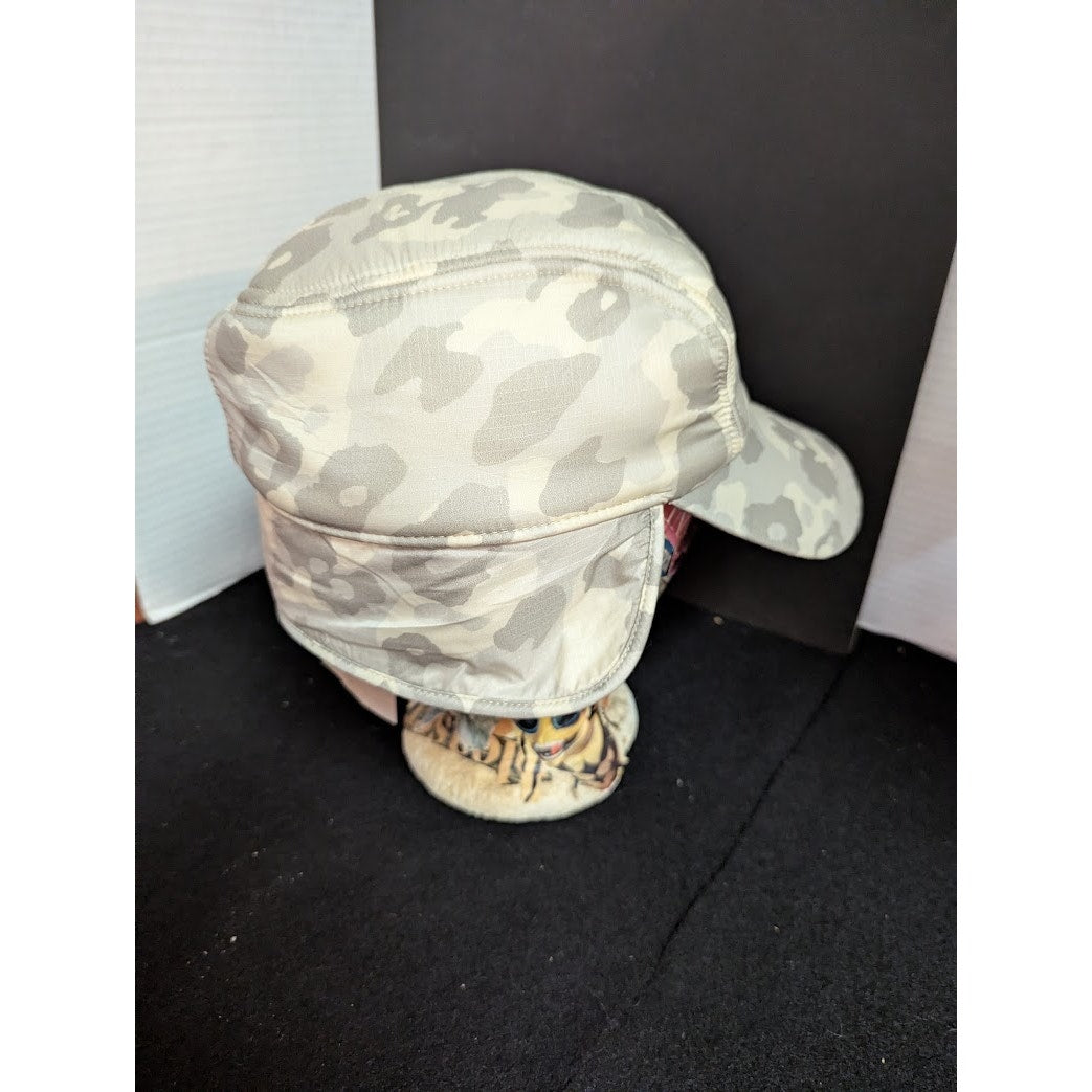 Rag & Bone Medium/Large Gray leopard Camo sherpa lined pilot bomber  hunt cap
