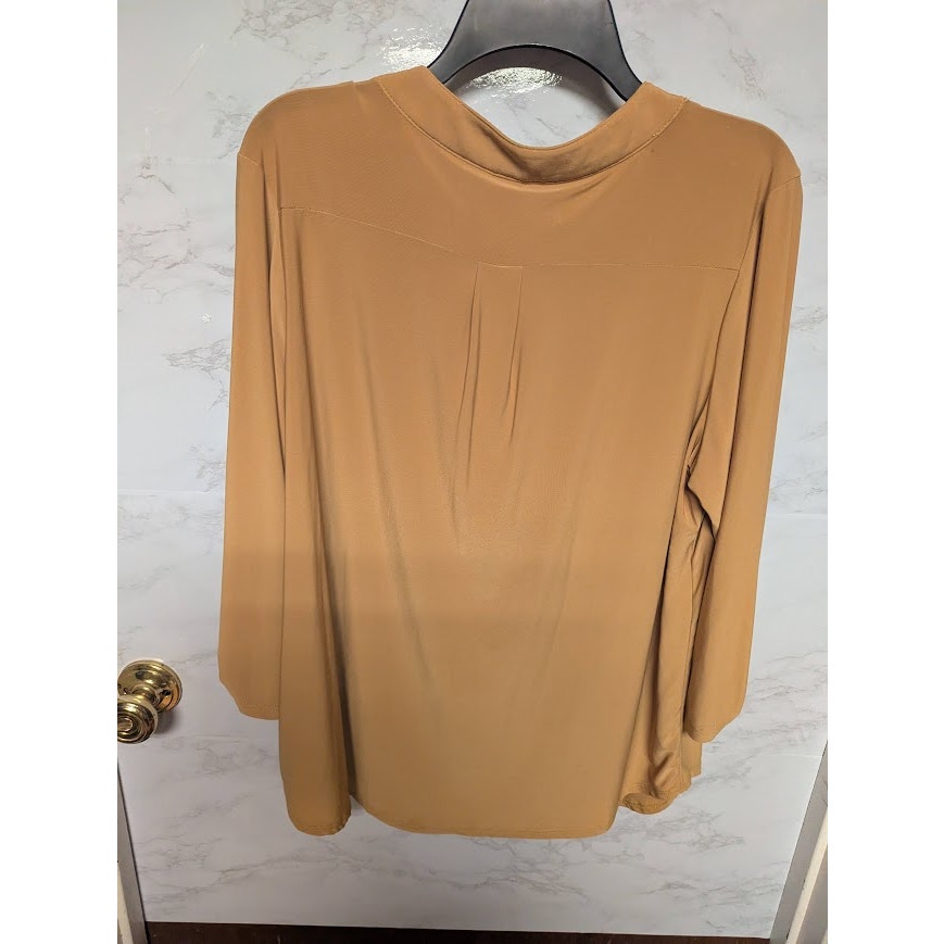 NEW PerSeption mustard yellow blouse 3/4 Sleeve buttons Career Size 2X