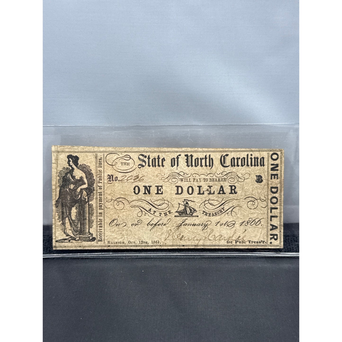 Currency Bank Note USA Paper Money State of North Carolina $1 Series 1861